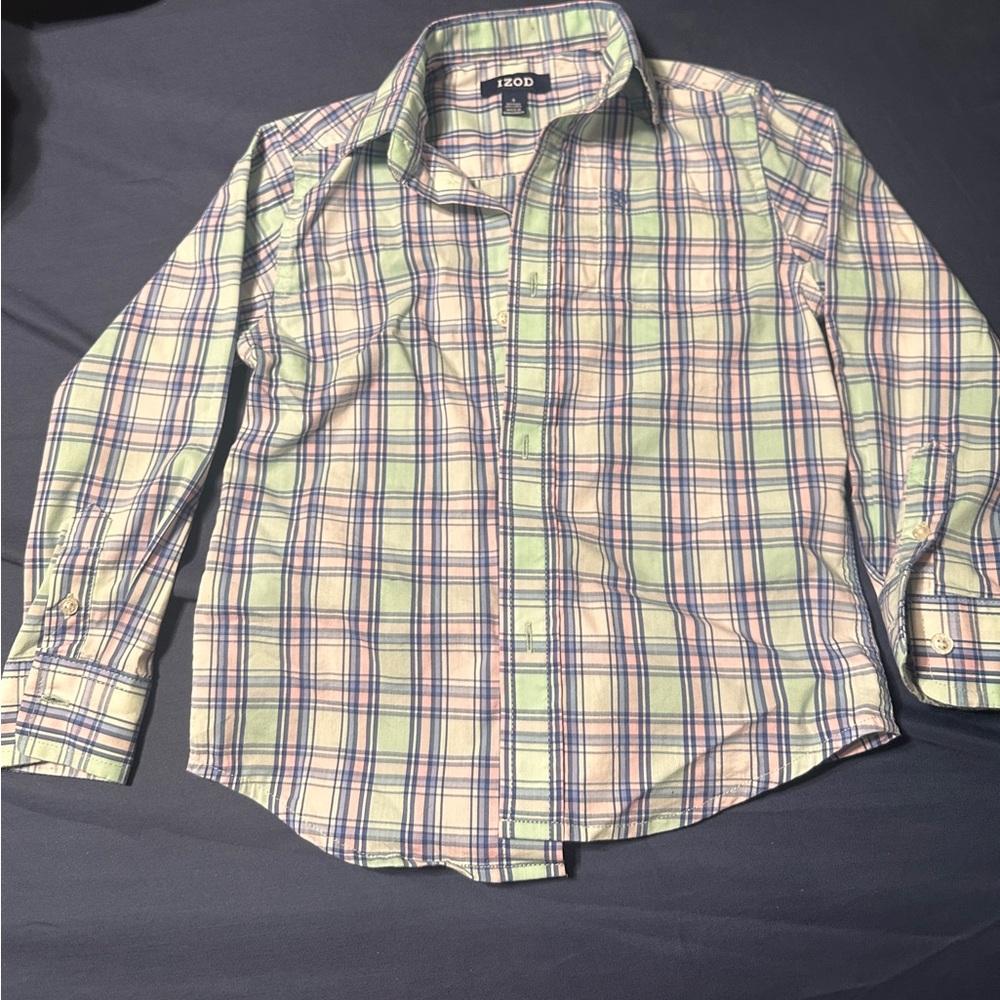 Izod Multicolor Plaid Button Down Shirt